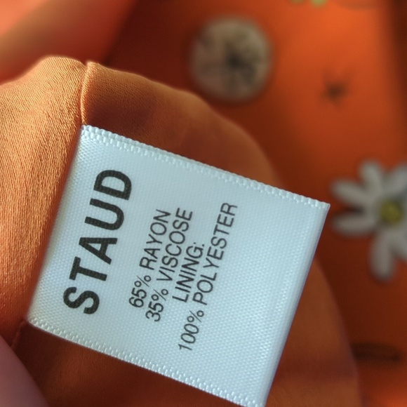 Staud Hash Good Vibes Fun Novelty print Orange Nectarine midi skirt - Picture 14 of 14